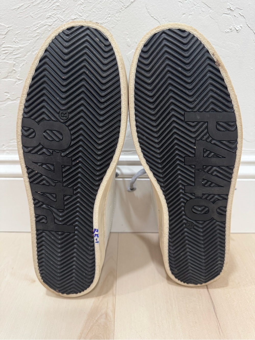 P448 Low Top Sneaker White Grey Leather Suede Men's 44 = US 10.5-11 - Picture 12 of 14